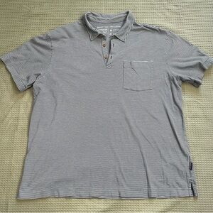 Patagonia Daily Polo Shirt XL Mens Organic Cotton Blue Stripe Regular Fit